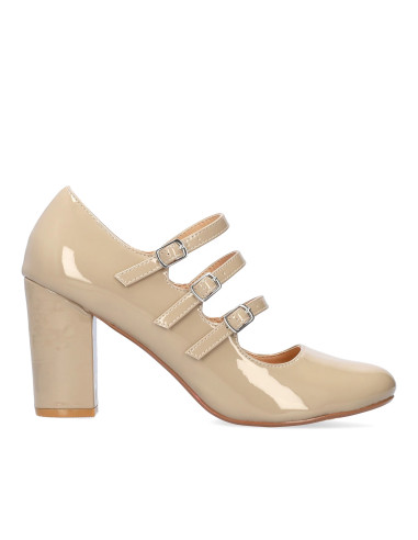 Mary Jane in Vernice Beige con Cinturini piccoli e grandi numeri donna